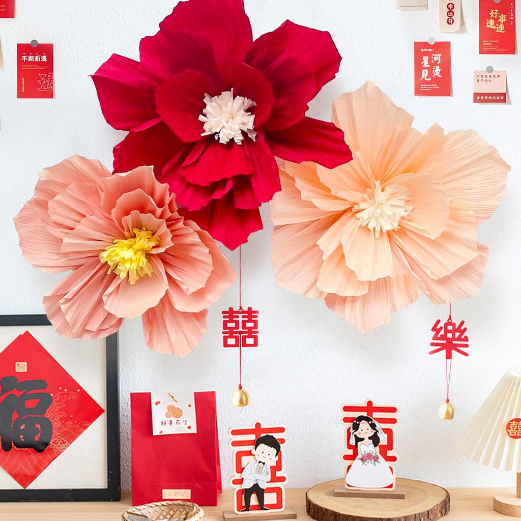 Lotus 20/25/30Cm Root Color Wrinkle Paper Flower Pleated 3D Paper Art Flowers Wedding Room Decoration Background Wall Layout