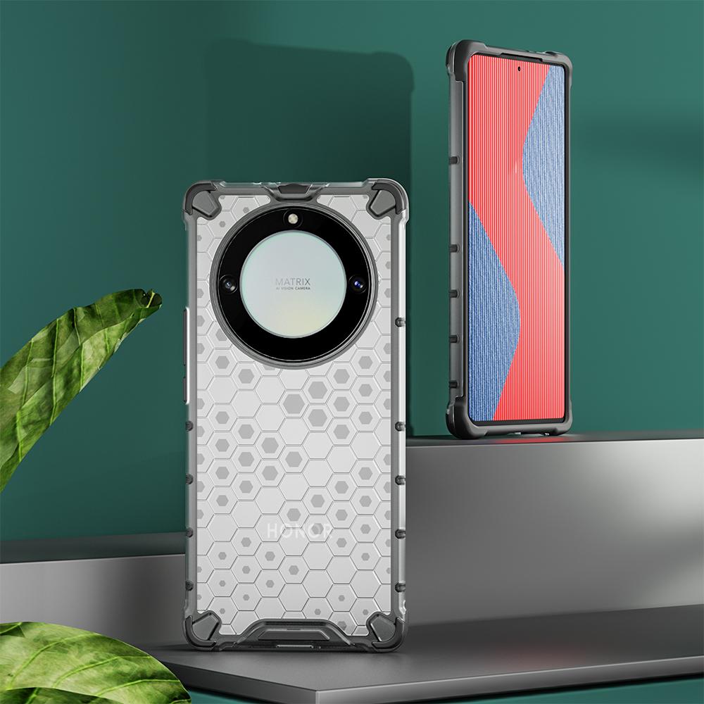 

Протиударний броньований чохол KEYSION для Huawei Honor X9A 5G Soft Silicone+PC Transparent Honeycomb Phone Back Cover для Honor X9 5G for Honor X9 5G чистий