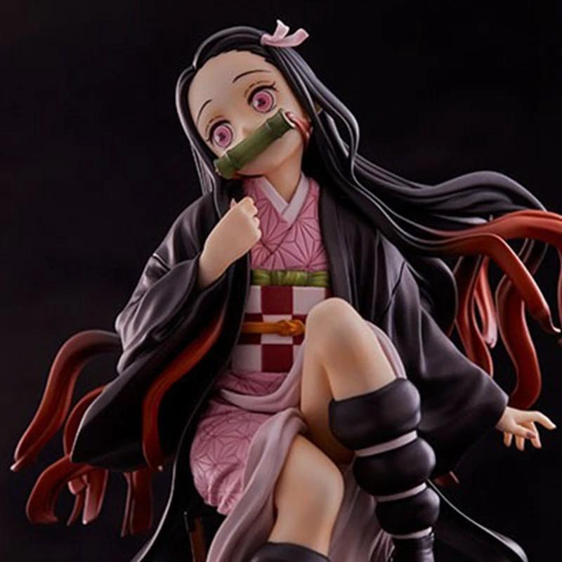15CM Demon Slayer Kamado Nezuko Sitzendes Modell Spielzeug PVC Figur Spielzeug Geschenk Sammelbox Dekoration Schreibtisch Sammlung Dekoration