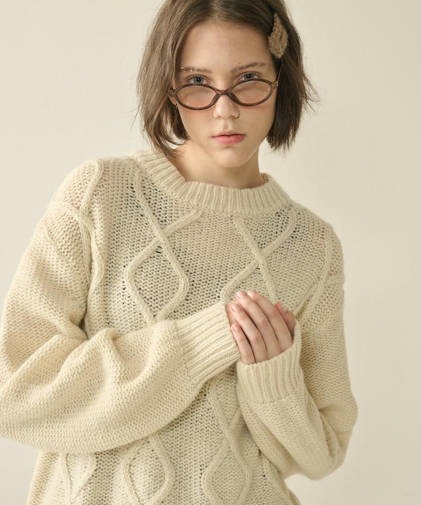 KINETO Women'S Mohair Fisherman Sweater_Cream