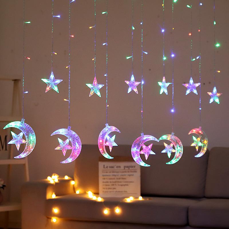 Solar LED Star Curtain Lights for Windows and Courtyard Decor