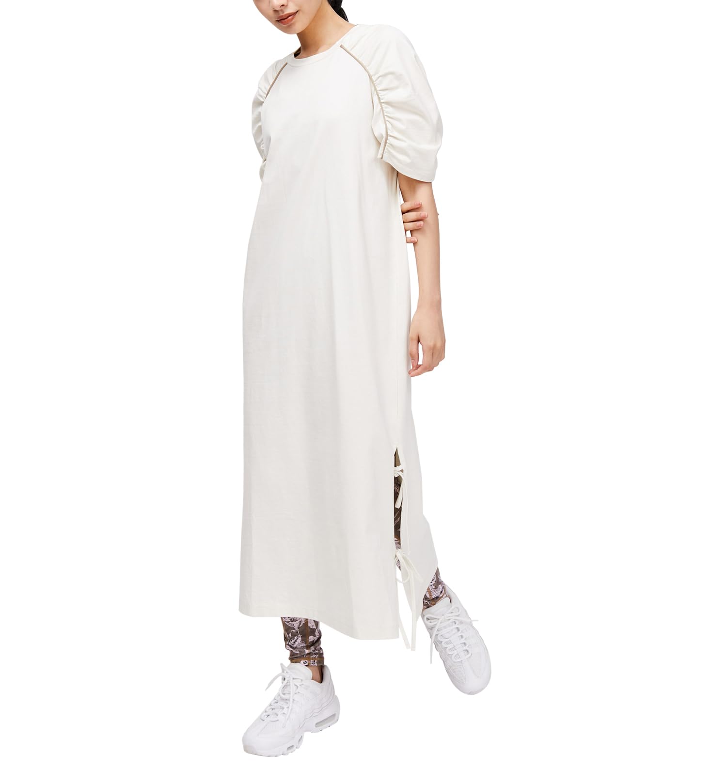 

Nergy Wave Sleeve Side Slit Light Gray NJE33000 Women s Dress, (08),