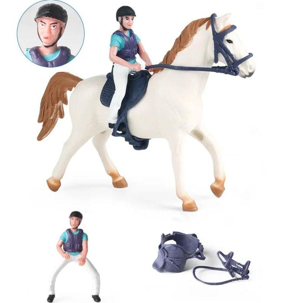 Farm Animal Rider and Horse Figurine Equestrian Rider Farm Animal Model Living Room