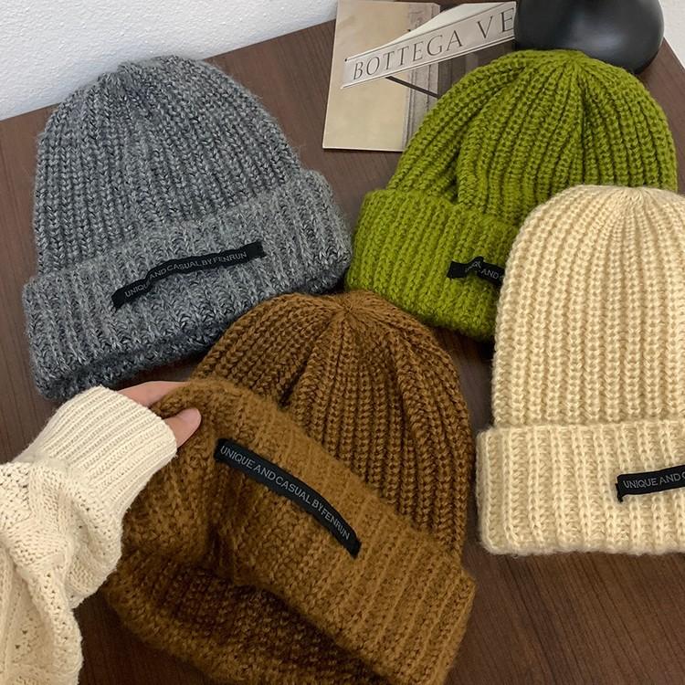 Big Head Circumference Thick Wool Hat Women's Autumn and Winter New Thickened Warm Ear Protectors Knitted Hat Showing a Small Face and Cold-proof Gray