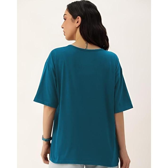 Designer Cotton Blend Top Women Graphic Printed Oversized Fit T Shirt Combo of 2