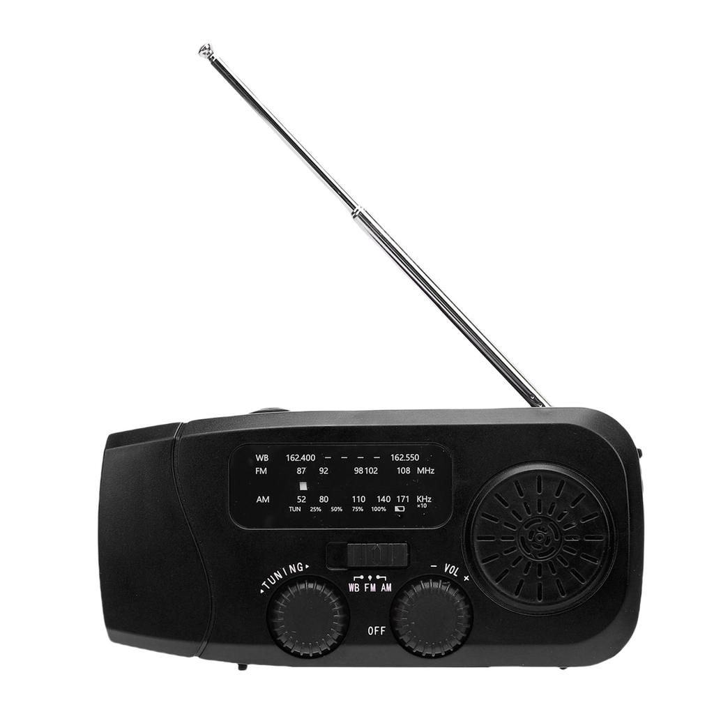 Solar Hand Crank Radio 2000mAh Battery AM FM WB Emergency Weather Radio with LED Flashlight for Outdoor Camping Hiking