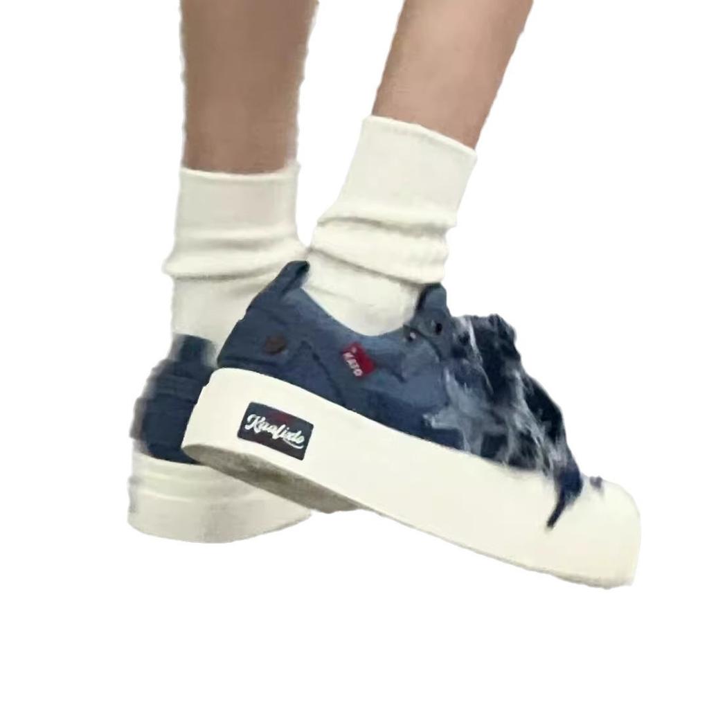 Star denim blue canvas shoes women's 2025 summer and autumn new niche design Korean version of casual sports shoes
