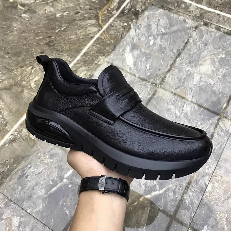 2025 Direct Supply Leather Men's Shoes Autumn New Fashion Casual Shoes Versatile Business Platform One Pedal Velvet Leather Shoes