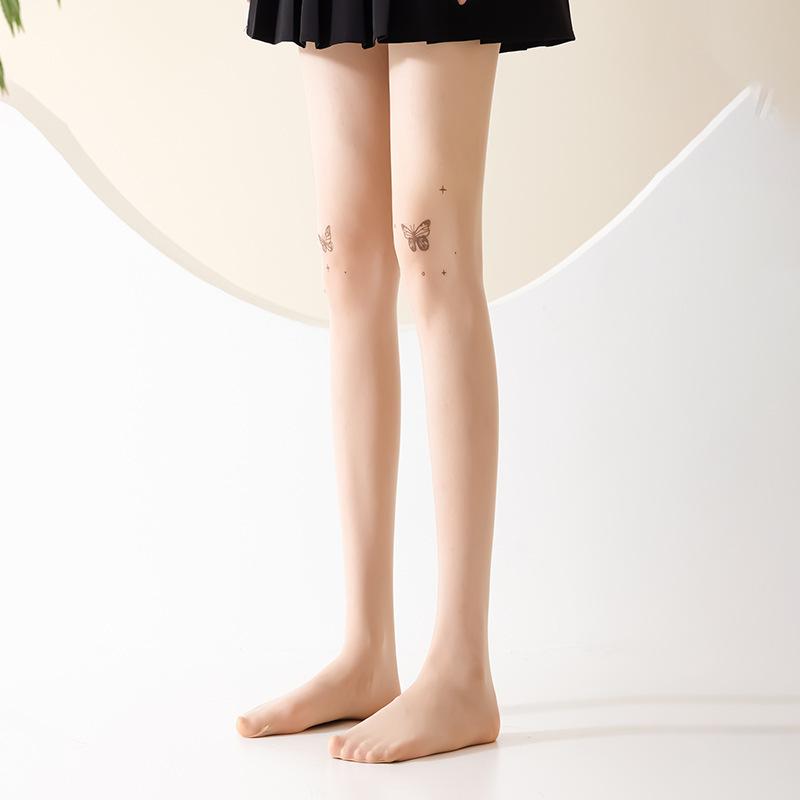 

Butterfly silk stockings for women, anti-snag, thin summer style, tattoo print, nude color pantyhose, pure desire hot girl skin-beautifying stockings Simplicity in independent