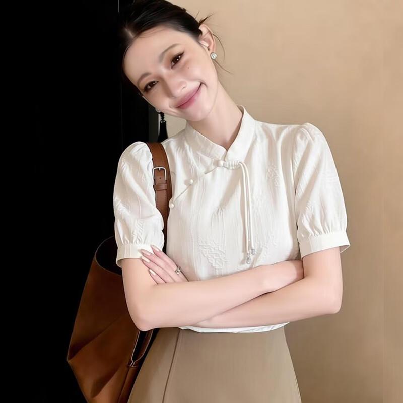 La Chapelle Women s New Chinese Style Jacquard Blouse 2XL грязно-белый