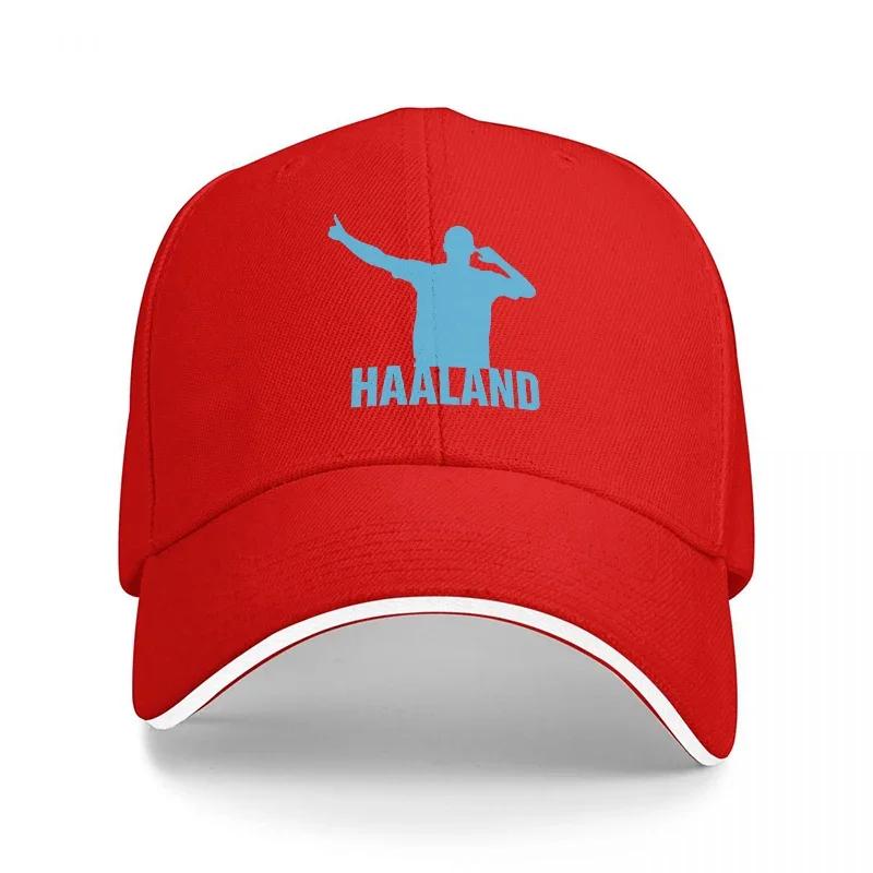 HAALAND SILHOUETTE BASEBALL CAP BLACK WITH BLUE LOGO SPORTS FAN ACCESSORY Unisex AND Women FIT FOR FOOTBALL ENTHUSIASTS