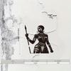 African Warrior Woman Spear Metal Wall Sculpture Black Painted Iron Tribal Art for Living Room Porch Wedding Decor Easy Install Sturdy Cultural Gift