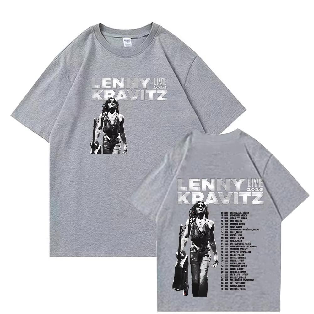 

Lenny Kravitz Live2026 Graphic T Shirt Men High Quality Cotton T Shirt Fashion men Short Sleeve Top Punk Music Style Streetwear M