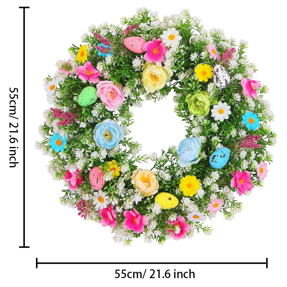 Easter Egg Wreath Artificial Flower Wreath Decorative Garden Party with Colorful Eggs Artificial Green Leaves Garland Decoration