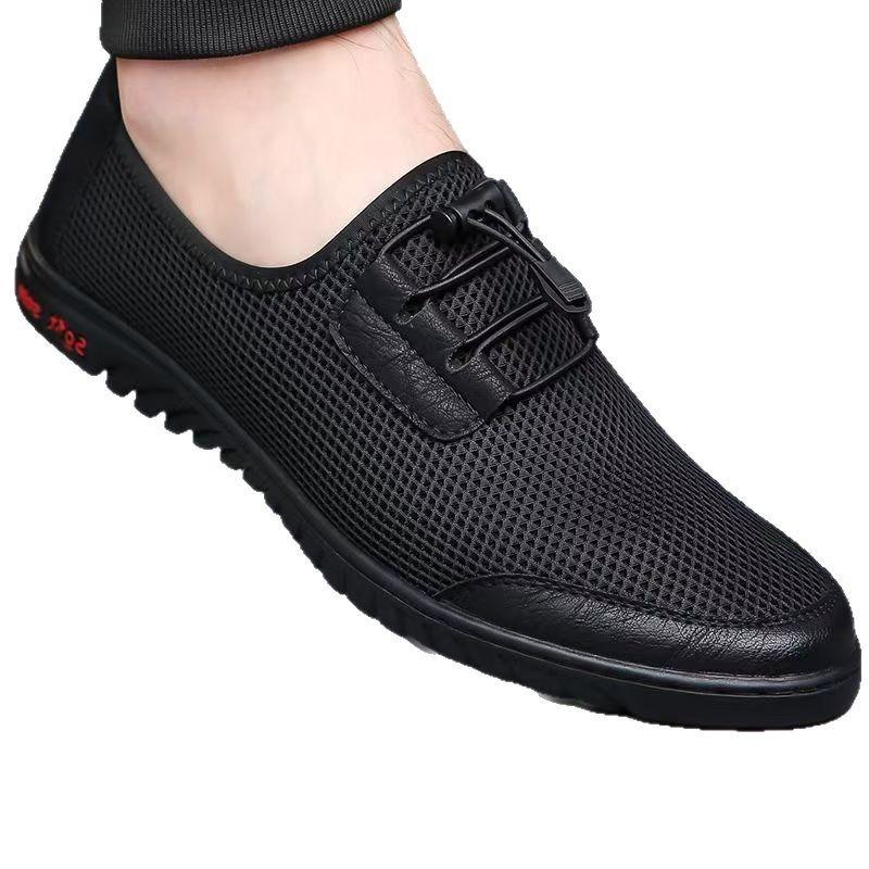 Herrenschuhe Frühling und Sommer Mesh einfach schwarz Freizeitschuhe Outdoor Walking Slipper Low Top