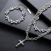 Cross Pendant Necklace for Men, Titanium Steel, European and American Hip-Hop Trend, High-End Jewelry, Bracelet for Women, Versatile Accessory