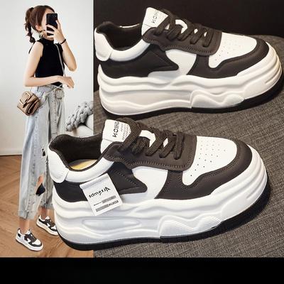 Scarpe Rialzanti da Donna in Pelle Scarpe Bianche Piccole Nuove Primavera ed Estate Versatili Scarpe con Zeppa Muffin Scarpe Sportive Casual