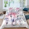 Bull Skull Bedding Set Boho Mandala Duvet Cover for Children Teens Bohemian Feather Print Comforter Cover Animal Skull Pattern