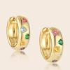 Elegant Colorful Zircon Hoop Earrings Piercing Woman Accesories Exquisite Round Stainless Steel Earrings Party Jewelry Gift