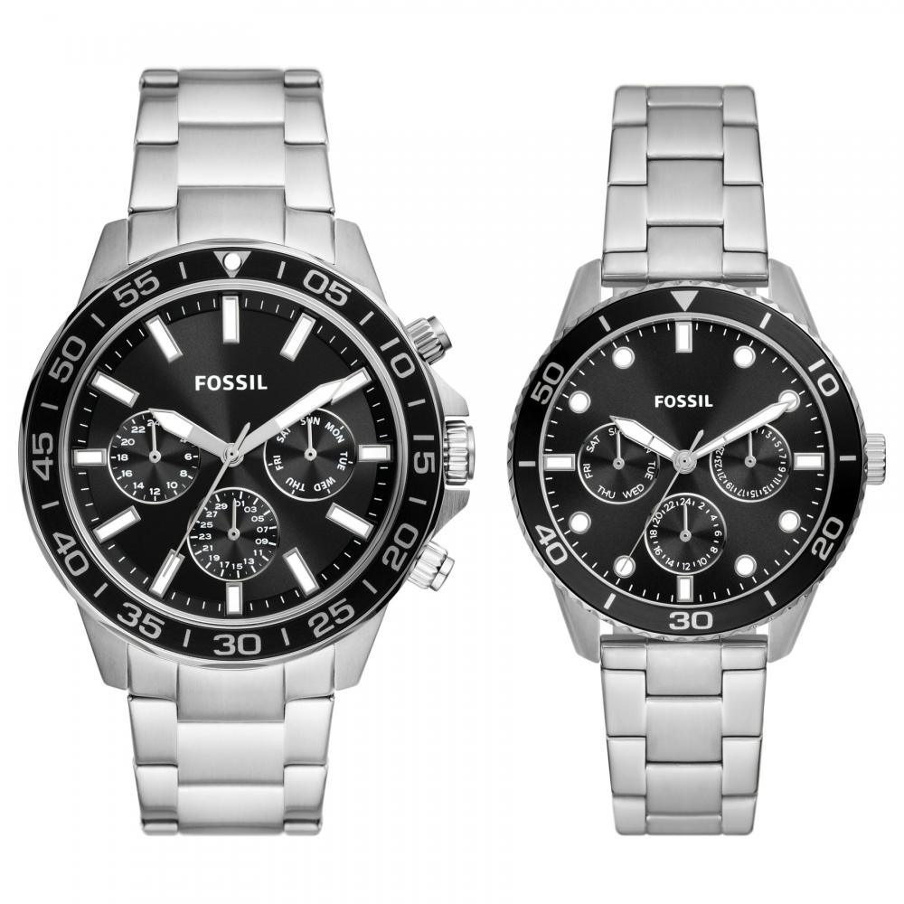 

Fossil Unisex His and Hers Multifunction, Stainless Steel Watch Set