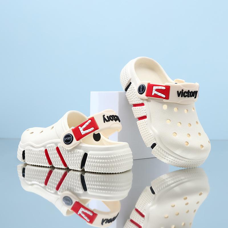 

Cartoon Fun Style Eva Clogs For Boys Lightweight Summer Nonslip Beach Sandals Available In White Grey And Colors Black StyleD,28