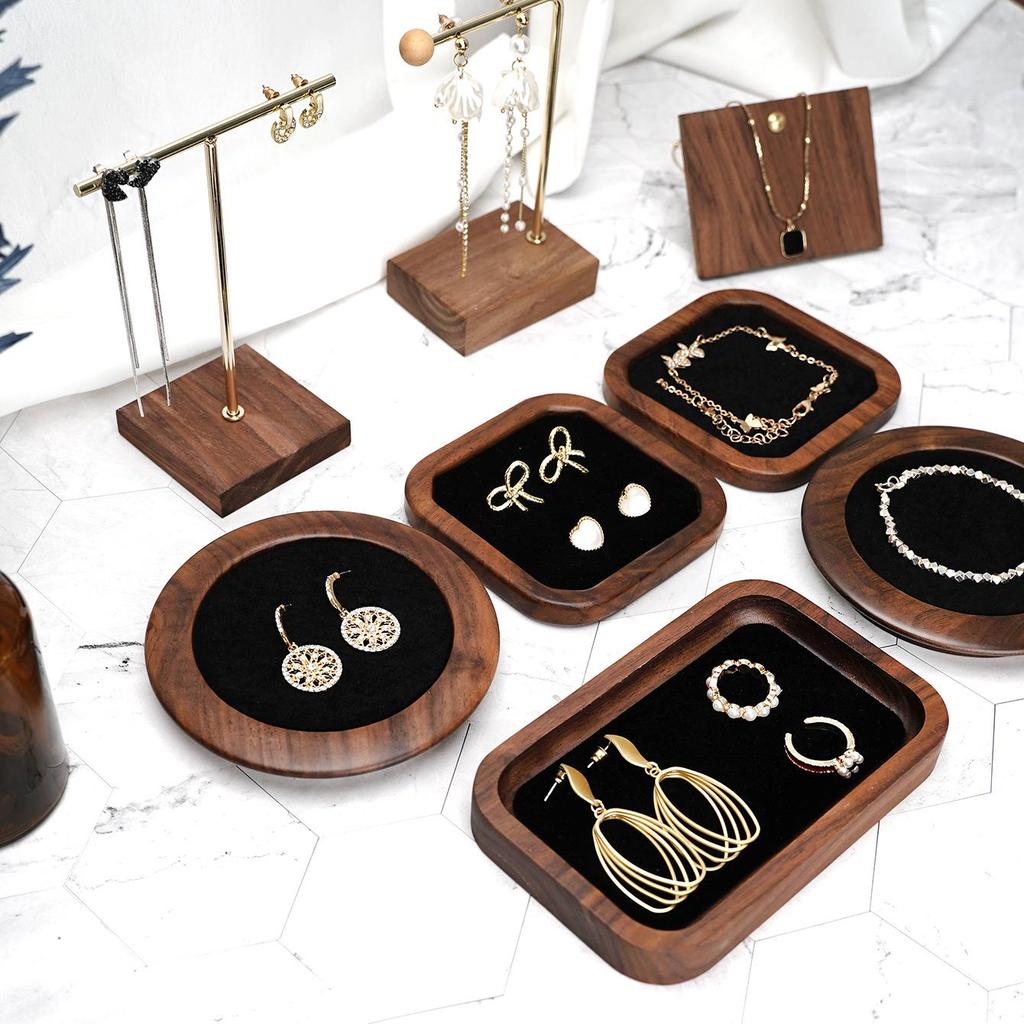 Walnut Jewelry Display Stand for Necklaces, Ear Studs, Earrings, Ornaments – Chinese Style Jewelry Store Prop