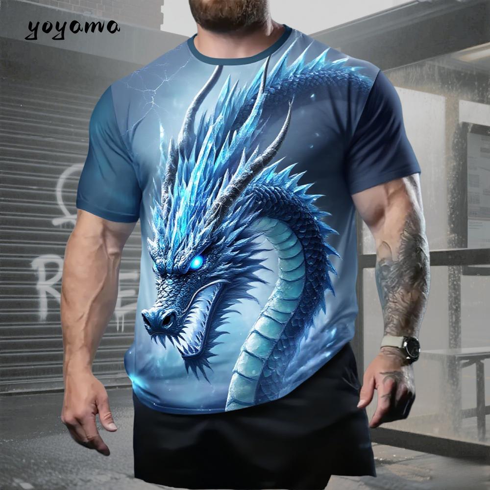 Men Clothes 3D Dragon Short Sleeves Animal Print Oversize Casual Men s Clothing Summer New Fashion O-Neck Men s Short Sleeve Tee S