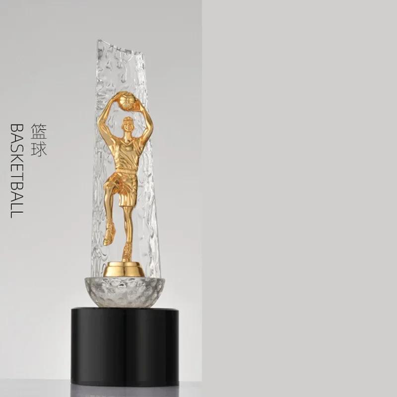 Customized Metal Figure Sculpture Crystal Trophy Basketball, Football, Running, Table Tennis, Martial Arts, Cycling, Golf Trophy