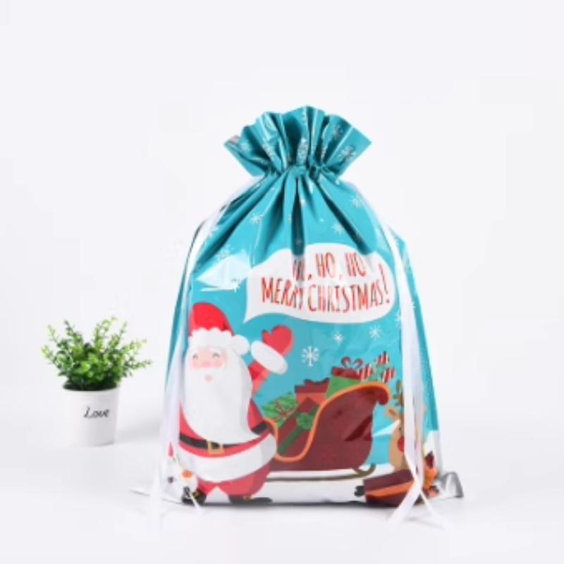 20pcs Christmas Children's Creative Gift Bundle Pocket Aluminum Foil Drawstring Candy Bag for Shopping Malls and Supermarkets