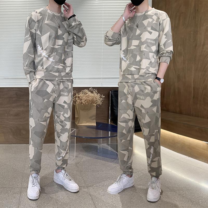 Uformell sportsdress for menn vår og høst Ny genser med rund hals Løs kjekk dress