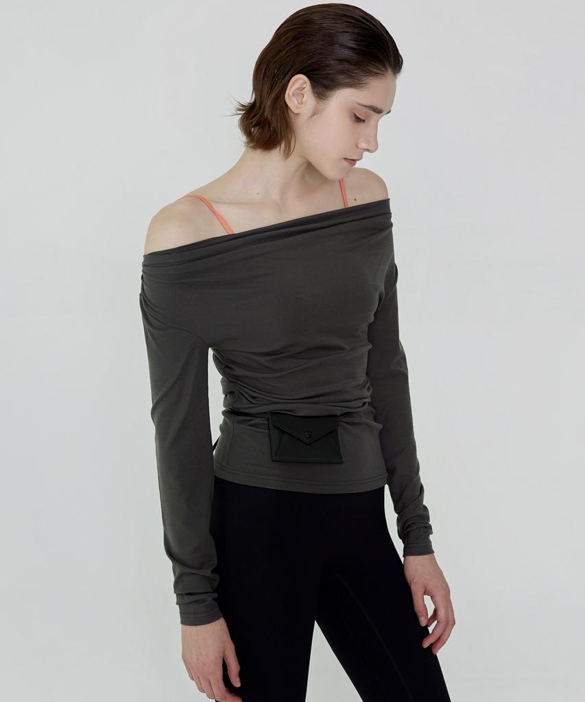Debiweeo Drape Two-Way Long Sleeve Devi-T0143-Charcoal