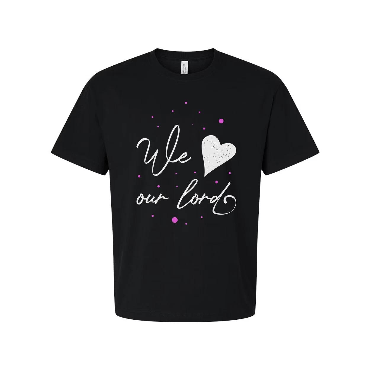 

Christian Unisex Graphic T Shirt With Handwritten Script Design And Pink Heart A 4XL
