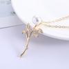 Kashi Tong Elegant Pearl Leaf Long Necklace Pendant - Simple Sweater Chain Christmas Gift