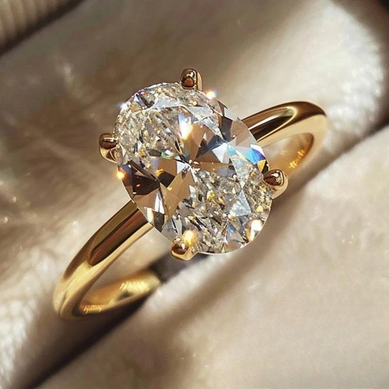 925 Zilver 1-8CT Zircon Prachtige Glanzende Ovalen Steen Ring Voor Vrouwen Verloving Bruiloft Luxe Hoge Kwaliteit Fijne Sieraden