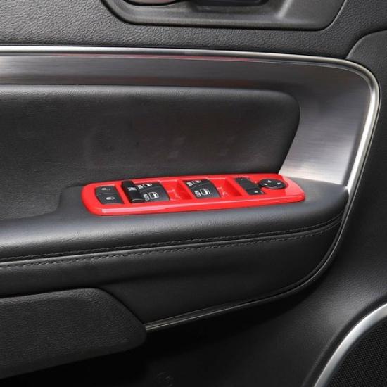 Car Window Lift Trim Switch Panel Accessories Trim for Dodge Charger 2011-20 Red