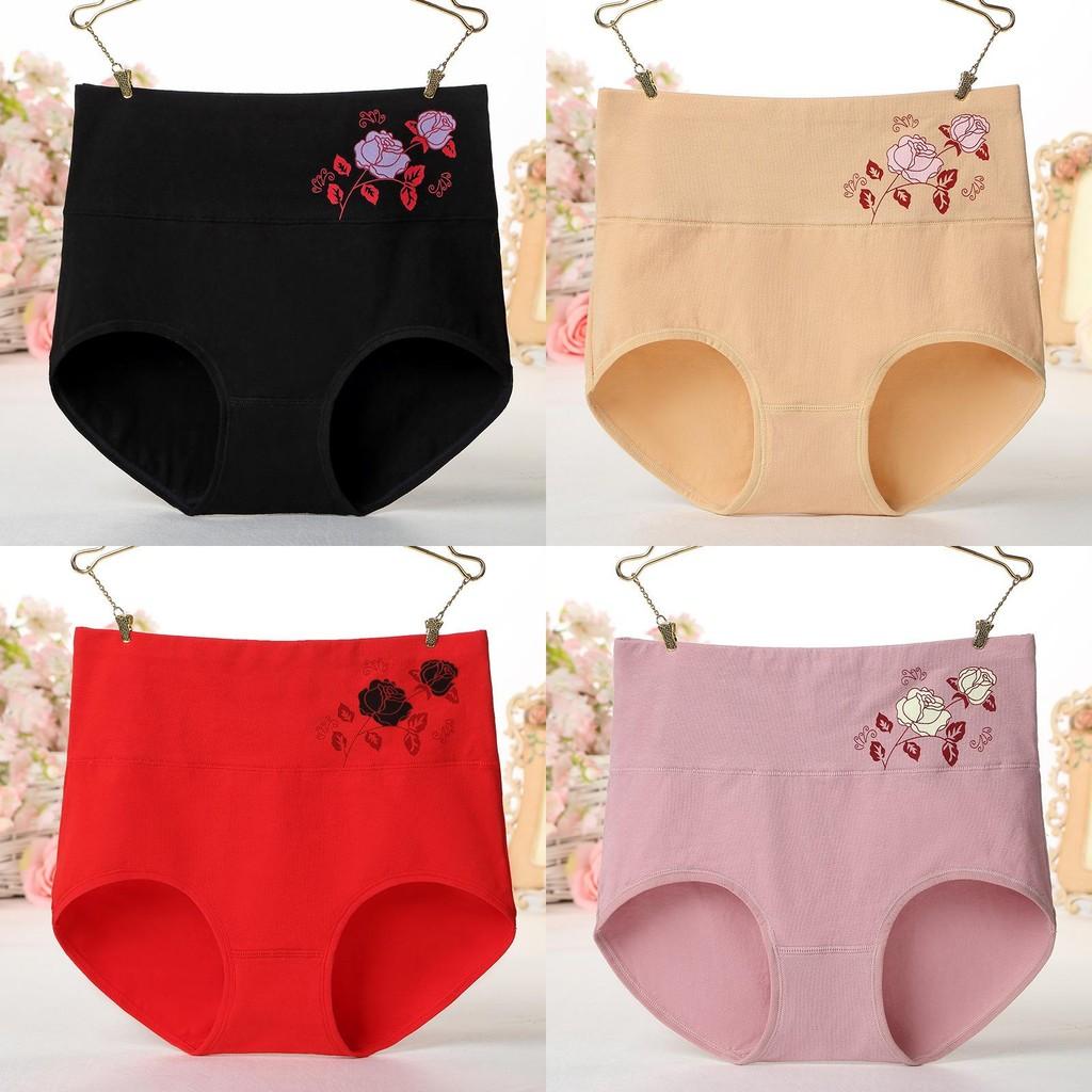 Florale High Waist Formende Baumwoll-Unterwäsche für Damen Atmungsaktive Bauchkontroll-Slips