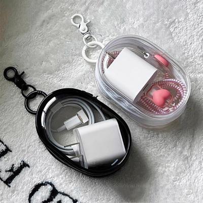 Úložná taška na datový kabel nabíječky Průhledný design Vodotěsný Lehký Úložný vak na sluchátka se snadným přístupem se zipem