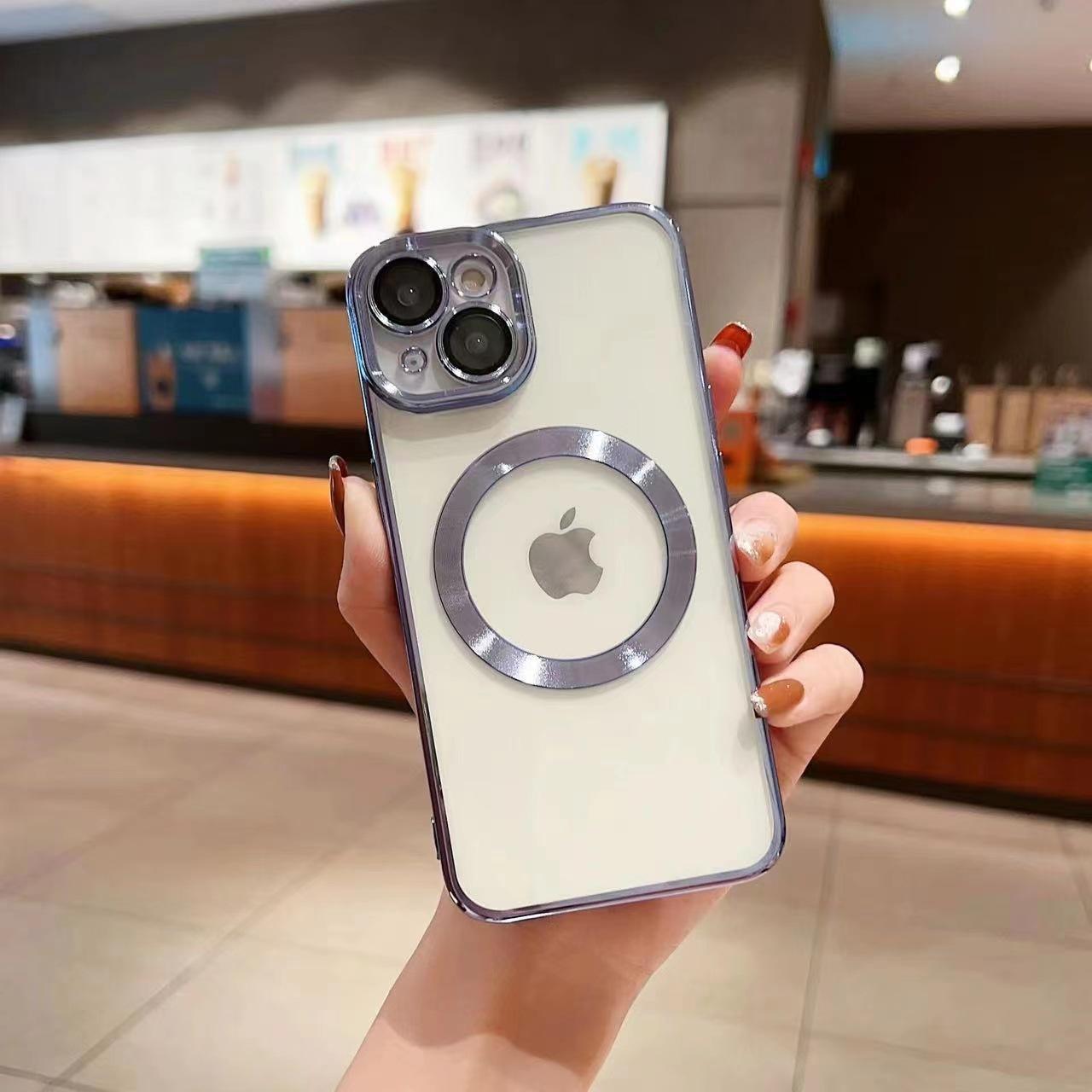 

Чехол для iPhone 14/12 с электропокрытием и встроенной защитной пленкой для объектива с CD-паттерном, магнитный чехол для 13 Pro Max, чехол для телефона 15 Apple 11