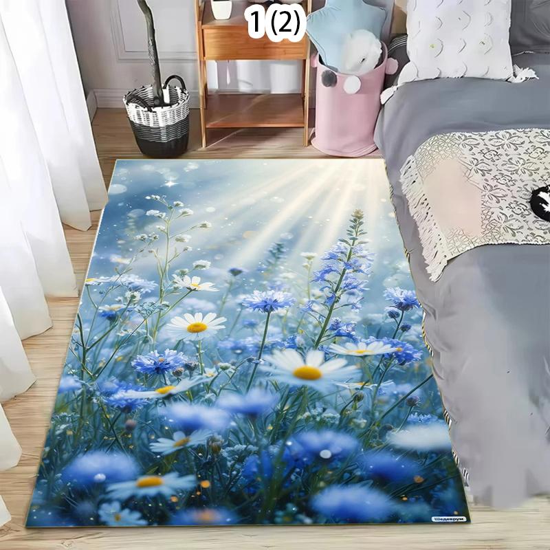 Flower Field Carpet Mat Rug Home Decoration Living Room Bedroom Floor Decor Daisy Wild Nature Scenery Non Slip Rugs
