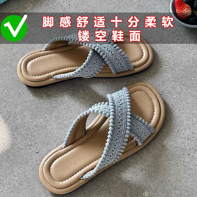 

Flat-bottomed crossed sandals women s summer wear fashion fairy style with skirt Roman casual sandals shoes 40