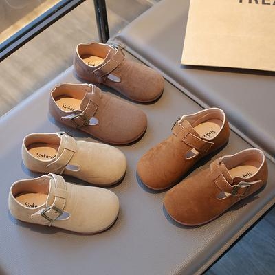 Mocassins Rétro à Semelle Souple Élégants Chaussures Plates pour Enfants Antidérapantes Nouvelle Mode 2025 Chaussures en Cuir pour Enfants Scratch Doux