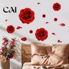 Bedroom Living Room Wall Decor Romantic 3D Rose Flower Stickers, Waterproof PVC Decal, Peel And Stick Floral Motif Glass Door Sticker Art Decor,