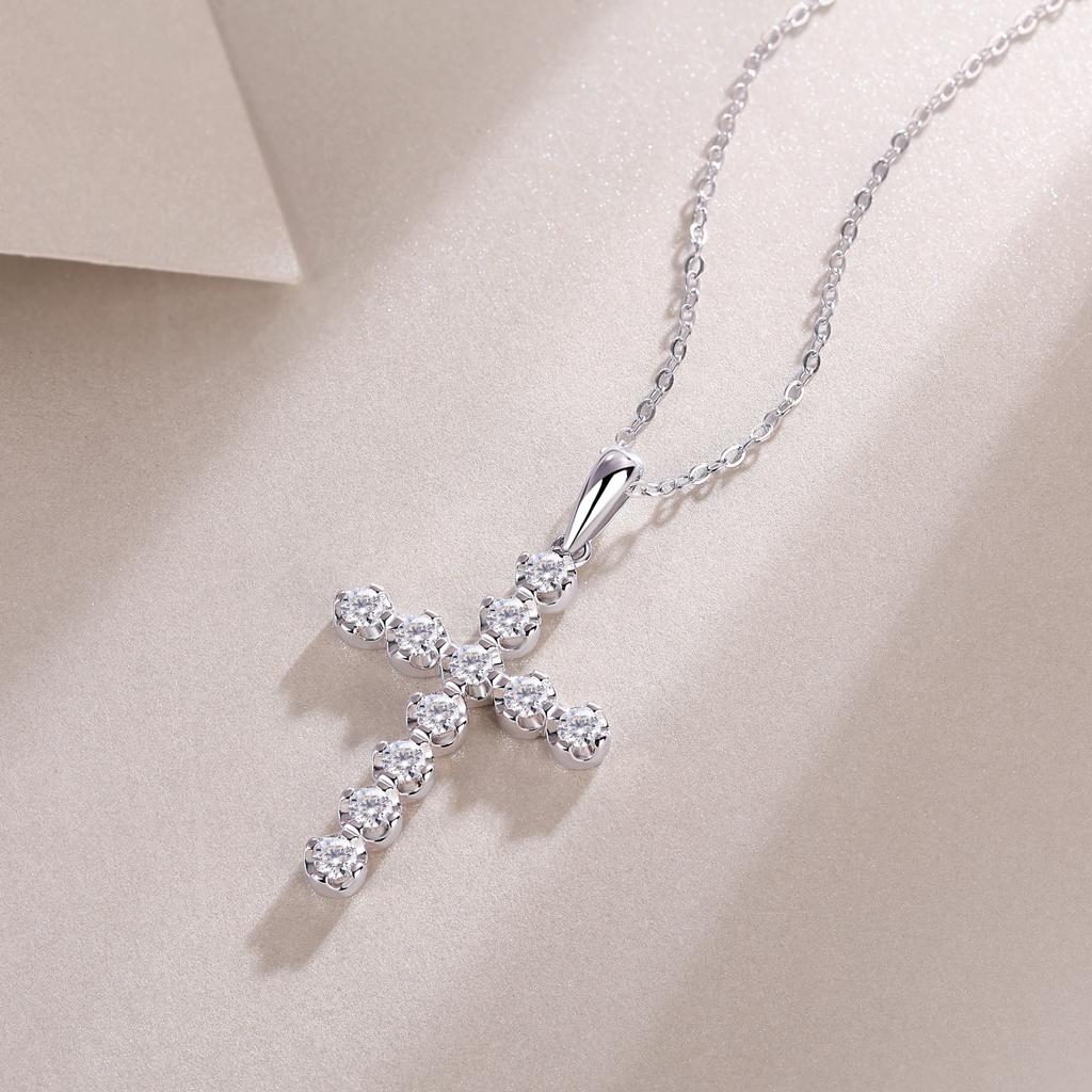 Pendente Croce Moissanite di Alta Qualità per Argento Sterling 925 Placcato Oro 18K Gioielli alla Moda Certificato GRA Uso Quotidiano Regalo