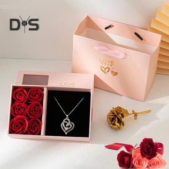 Eternal Roses Gaveeske Bevarte Blomster Smykkeskrin for kvinner Kone Mamma Bursdag Morsdag Valentinsdag Julegave