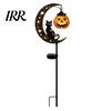 Retro Iron Crescent Moon Pumpkin Light Black Cat Halloween Stake Light, Solar Metal Lantern with LED Courtyard Decoration Warm Glow, Spooky Yard Decor