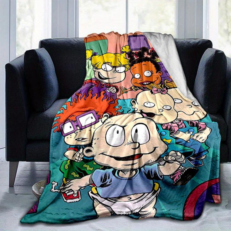 1pc Rugrats Home Decor: Cozy Flannel Blanket Gift for Bedroom, Living Room, Travel, Camping, Car, Beach, Office Naps – Perfect Sofa Throw & Outdoor fo