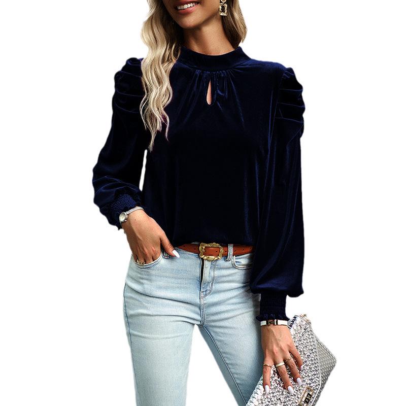 Eleganter europäischer Stil Samt Chiffon Plissierter Rollkragen Pullover für Damen - Herbst 2025 Kollektion