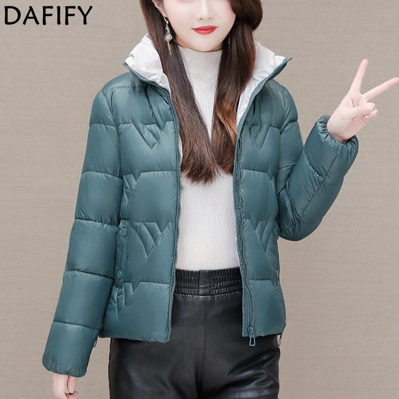 DAFIFY Damemote Uformelt Høst Vinter Ensfarget Print Langermede jakker og kåper dunfrakker