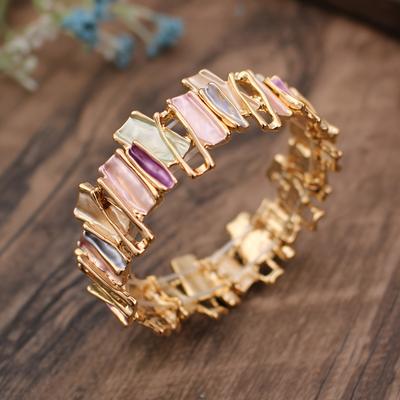High qualityOne Piece · Summer New Enamel Irregular Color Drip Alloy Bracelet, Hand-Painted Oil Creative Geometric Splicing Women's Bangle for