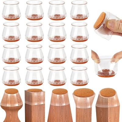 Lot de 4 protections de sol pour pieds de chaise, coussinets en feutre pour sols en bois dur, coussins en silicone pour pieds de meubles, pas besoin de colle, capuchons élastiques